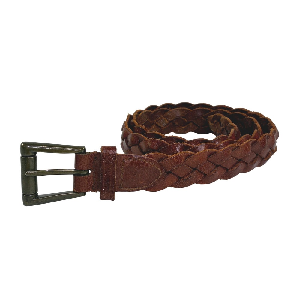 Architect Mens Brown Genuine Leather Braided Belt Size Medium Woven Buckle